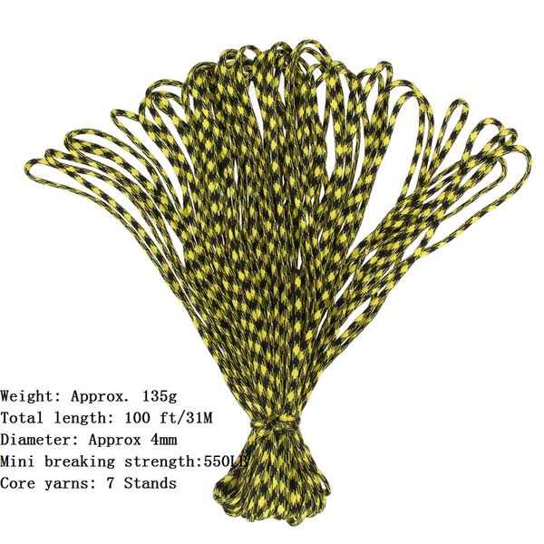 

paracord 550 100ft 31 meters paracord rope cuerda escalada mil spec type parachute cord lanyard rope survival rope travel kits