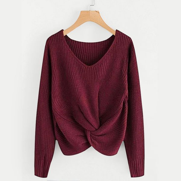 

jaycosin korean clothes women sweater knitted pullover tie jumper long sleeve v-neck plus size 5xl winter clothes women pull, White;black
