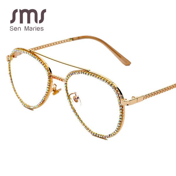 

sunglasses women brand designer oversize pilot sun glasses men luxury diamond sunglasses clear lens oculos feminino glasses, Blue