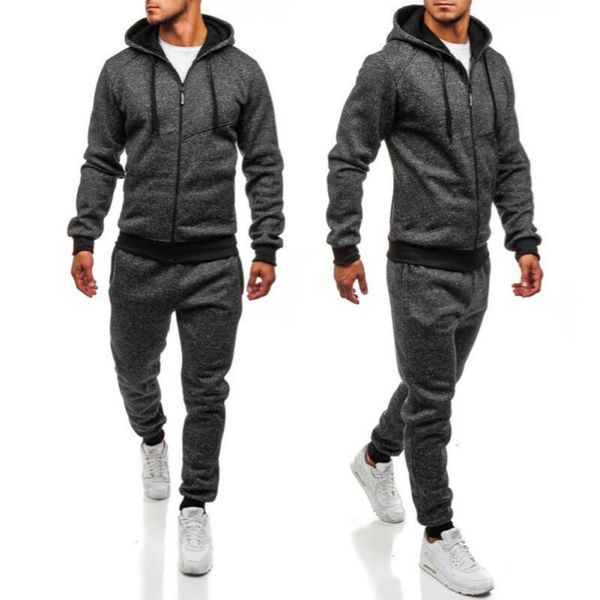 

новая мода мужчины набор с длинным рукавом толстовки кофты + брюки набор мужской спортивный костюм на открытом воздухе костюм мужские тренаж, Black