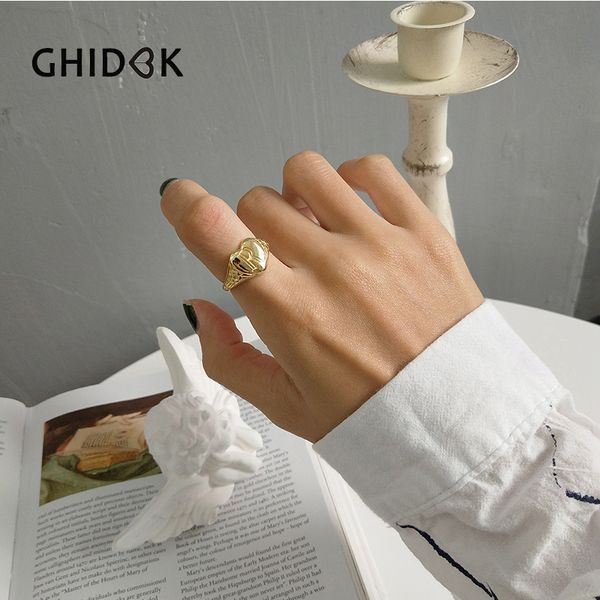 

ghidbk 925 sterling sliver letter r heart stackable rings for women minimalist open layered rings gold color boho bijoux, Silver