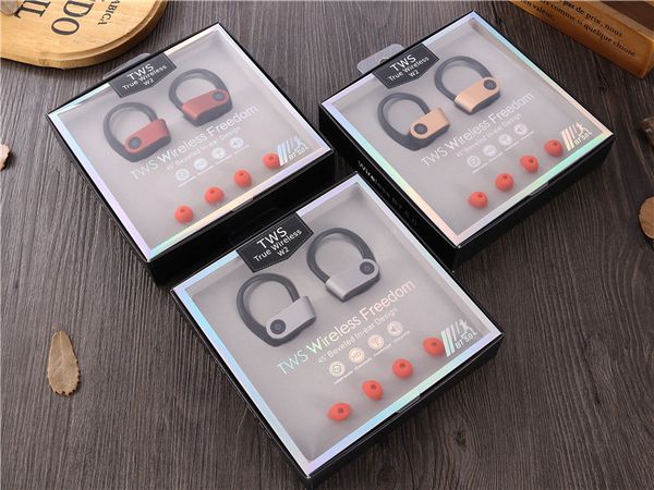 

2019 new w2 tws ear hook sports earphones colorful wireless mini hifi bluetooth v5.0 earbud wireless headsets head for apple andorid