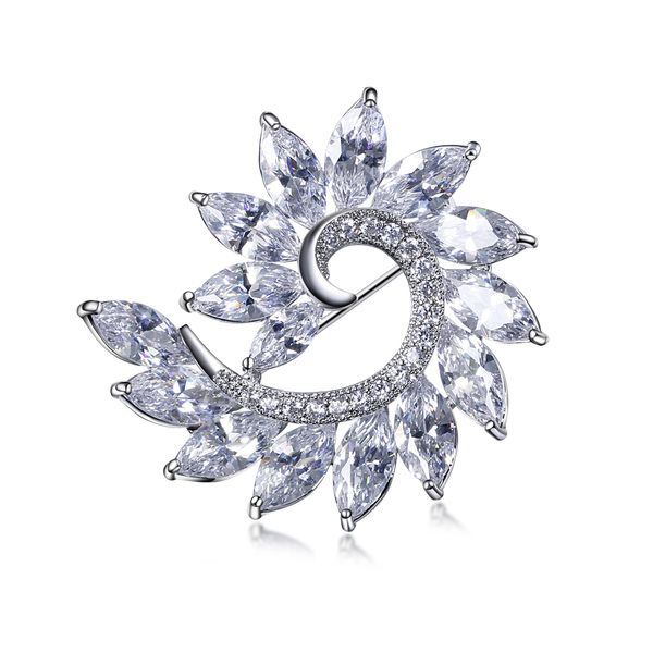 

stunning gorgeous brooch pin cubic zirconia setting stones white beautiful wedding accessories for women, Gray