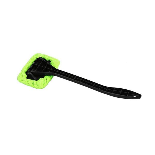 

windshield cleaner with microfiber cloth, handle and pivoting head- glass washer cleaning tool(green