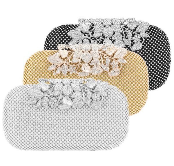 

dhl 20pcs diomand evening bag women clutch bag crystal beading bridal leaf hasp wedding party bags crossbody handbags