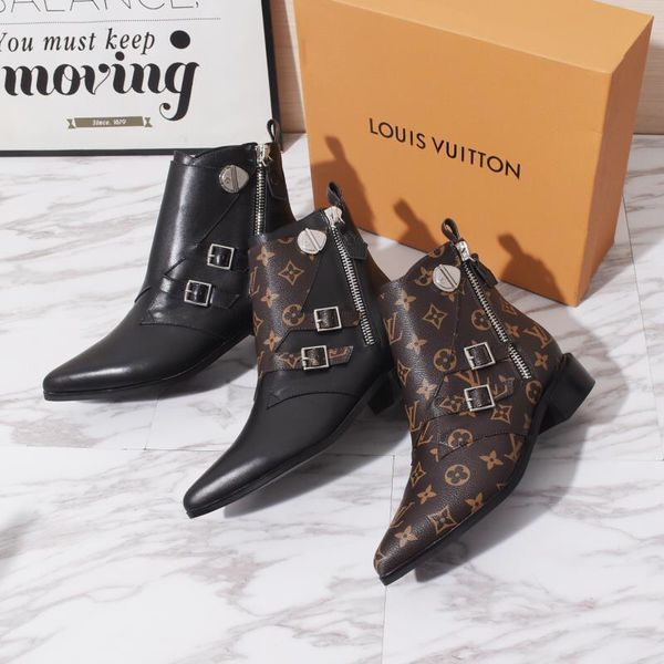 

star trail ankle boot womens heels ankle booties luxury fashion brand designer boots lady classics print leather high shoes with box