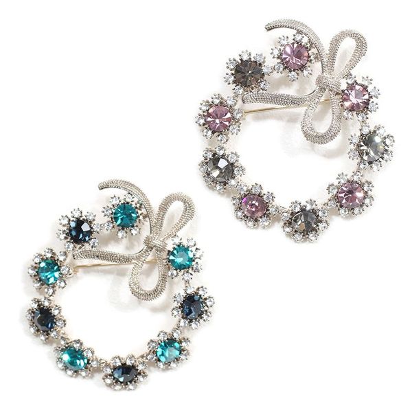 

colorful sunflower bow artificial crystal pin brooch all-match natural rhinestone boutonniere, Gray