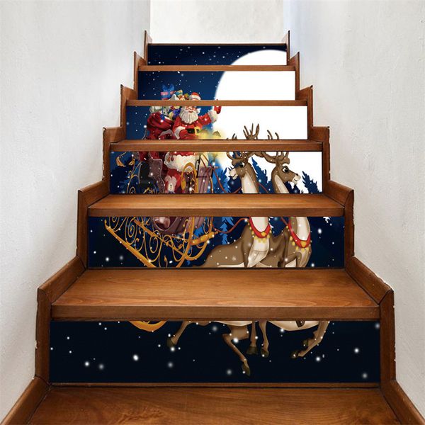 

6pcs/13pcs waterproof pvc santa claus stair sticker floor stairway stickers christmas home decor removable step wallpaper poster