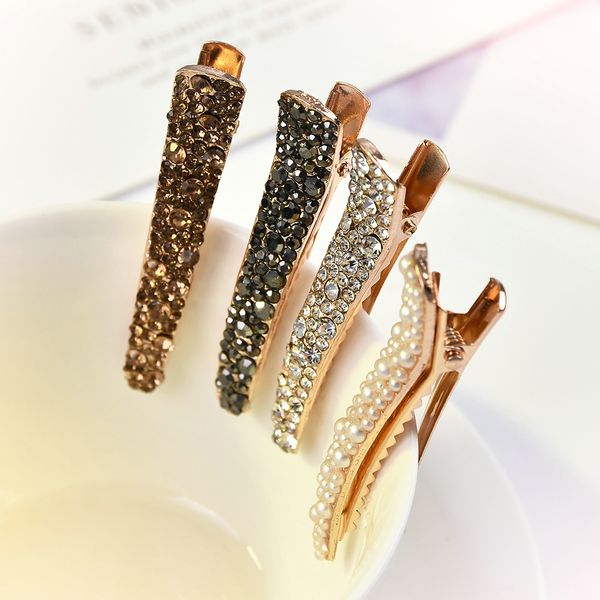 

fashion elegant women wedding hair accessories crystal rhinestone pearl hair clip spring princess hairpins tiara stick, Golden;white
