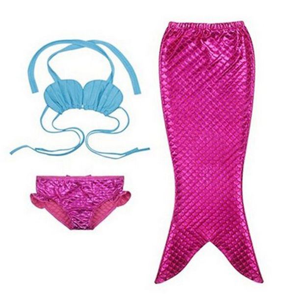 

kids girl's fancy cut mermaid tail swimsuit bikini set for swimming, Blue