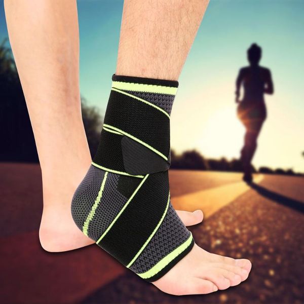 

1pc sports elastic pressurized wrap belt ankle guard pain relief sprains support protective outdoor brace nylon, Blue;black