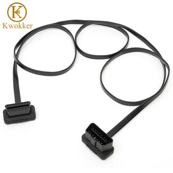 

30cm/45cm/50cm/60cm/1m/1.5m flat thin as noodle obd2 obdii 16 pin elm327 male to female extension connector cable