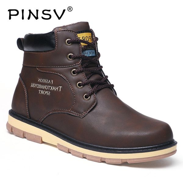 

size 39-46 winter boots men shoes leather warm plush snow boots men footwear ankle work for winter shoes pinsv, Black