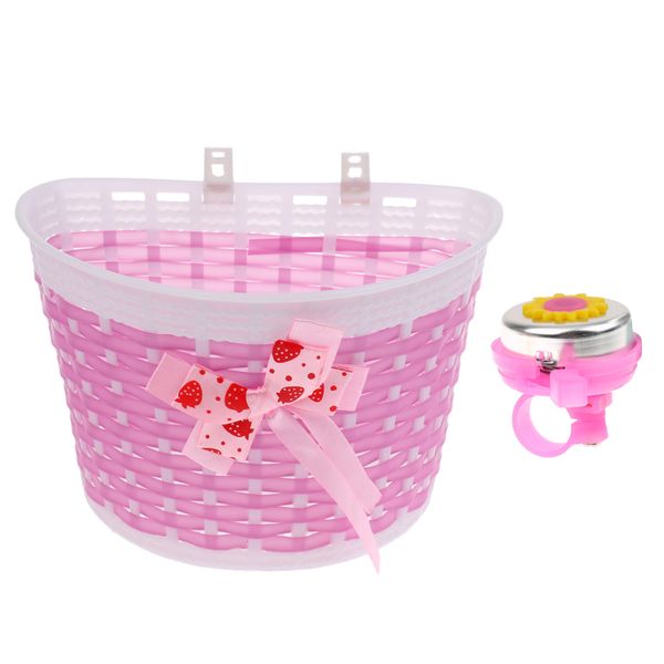 

children kids girl bike front basket bicycle shopping stabilizer + bell horn