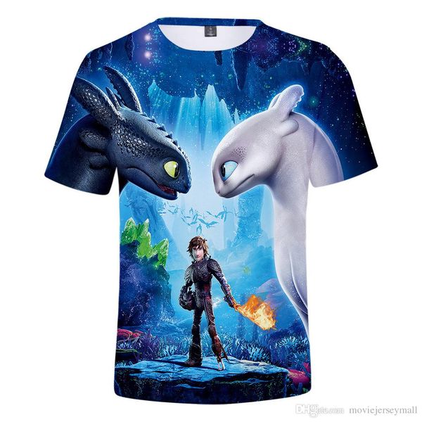 

new 3d t shirts anime printed how to train your dragon t-shirt summer harajuku streetwear funny toothless print youth women men size, Gray;blue