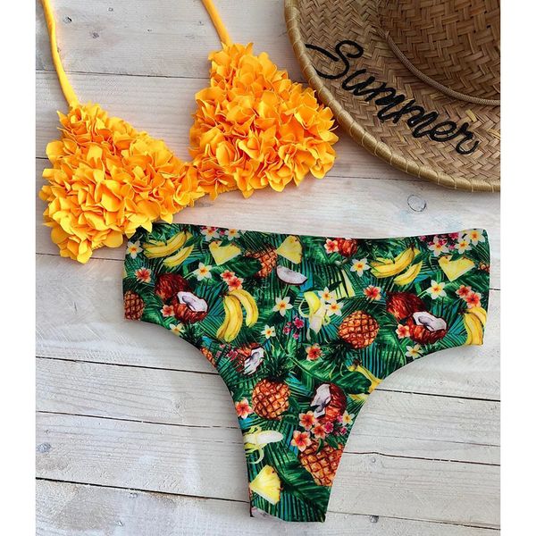

brazilian biquini mujer tow pieces bikini set 2019 swimwear women swimsuit halter bathing suits beach wear swim print