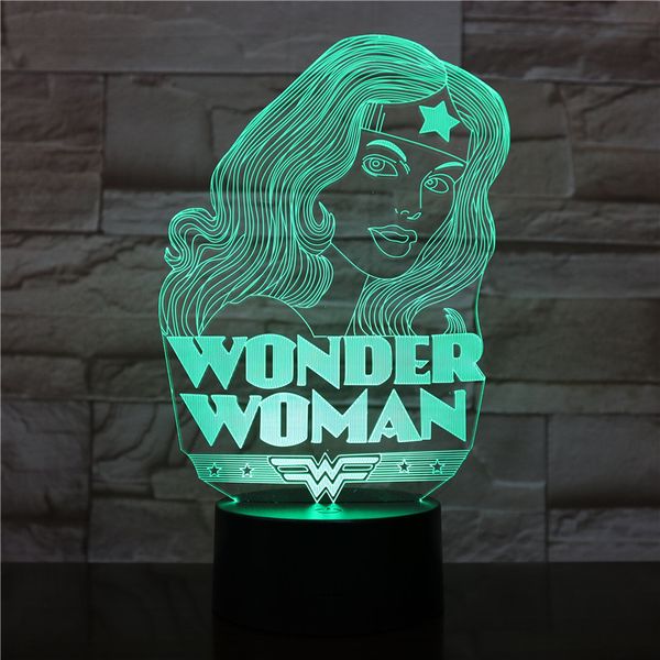 

3d lamp wonder woman justice league color changing with remote battery powered 3d illusion dropshipping led night light lamp