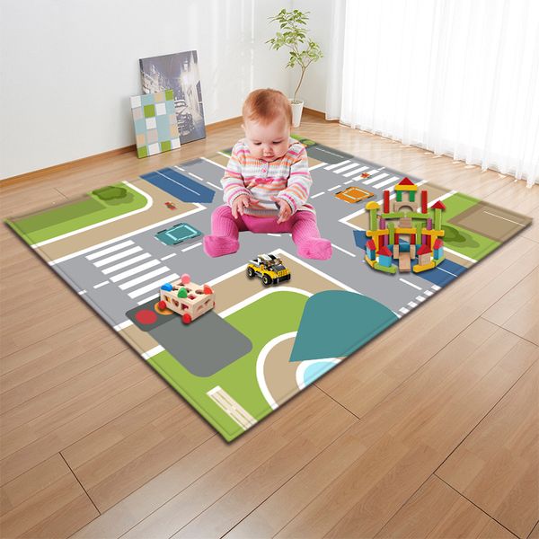 

cartoon print carpet baby play pad children playmat non-slip area rug modern thick floormat blanket for livingroom bedroom home