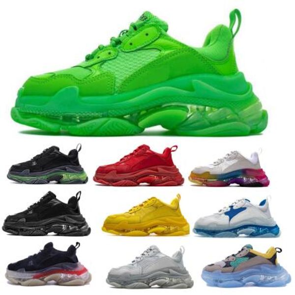 

2020 mens triple s running shoes luxury fashion designer trainers clear sole neon green des chaussure women triple-s walking sneakers shoes