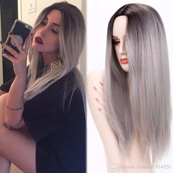 26 Scene Wig Black Mixed Wine Red Gray Blond Rainbow Emo Hair Long