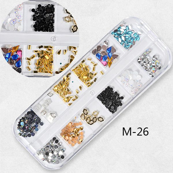 

1 box mixed packs multi-size manicure nail art 3d decoration nail art for diy#m26, Silver;gold