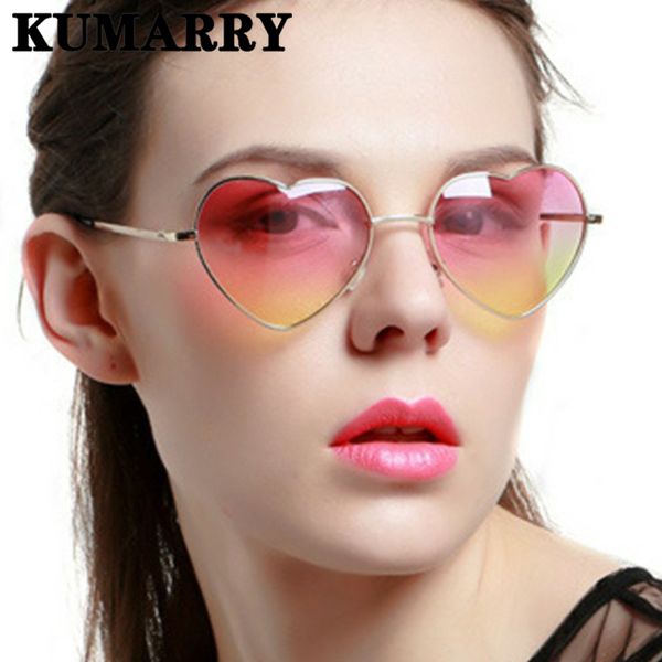 

kumarry 2019 fashion heart sunglasses women vintage colorful sun glasses female outdoor vacation lentes/gafas de sol mujer uv400, White;black