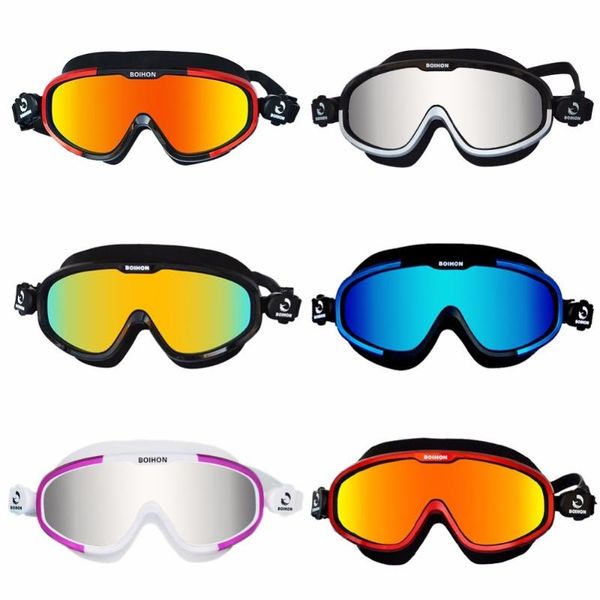 

waterproof anti-fog electroplated swimming goggles with big frame lenses adjustable head-strap uv protection swim eyewear
