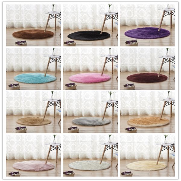 

soft round carpet artificial sheepskin rug chair cover bedroom mat wool warm hairy carpet seat textil fur area rugs wedding home decor