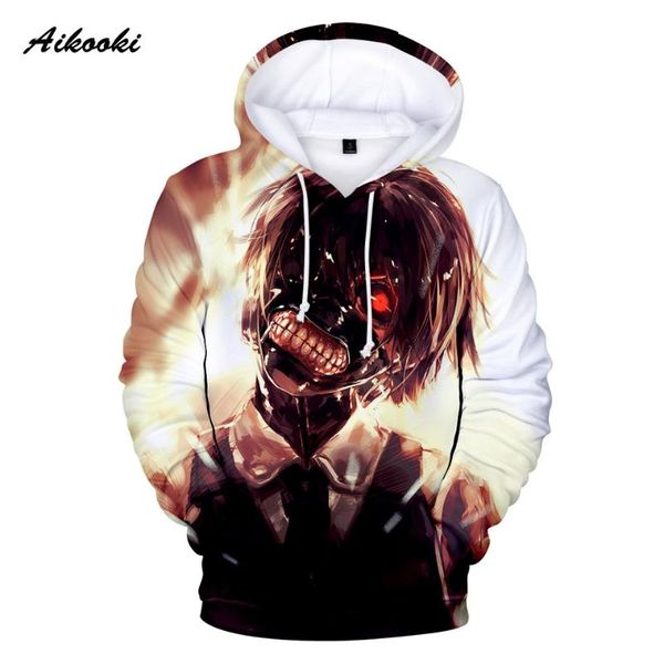 

new aikooki 3d tokyo ghoul hoodies sweatshirts men/women hoody anime qutumn winter hoodie boy/girl thin polluver streetwearcoat, Black