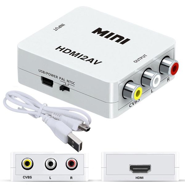 

1080p mini hdmi to vga to rca композинй адапеѬ конвеѬеѬ 3,5 мм ађдиокабелем vga2av / cvbs + audio to p