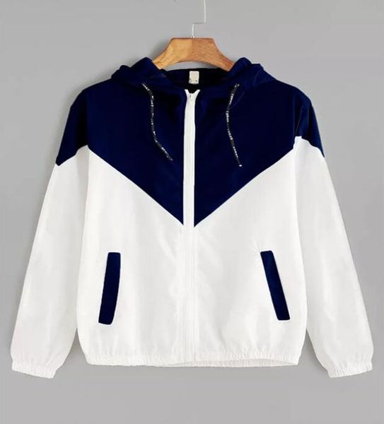 

summer new solid color stitching long sleeve hooded sweatshirt, Black