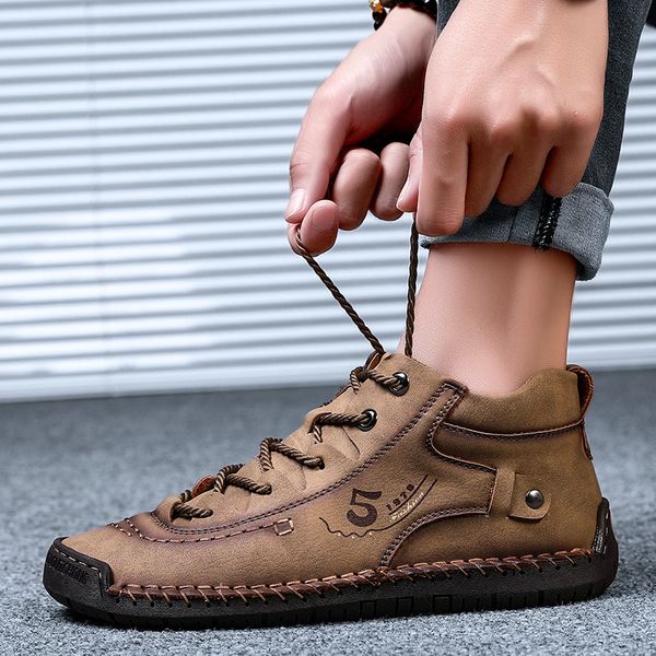 

winter men boots with fur snow boots lace up waterproof footwear male casual men shoes outdoor fashion new big size 48, Black