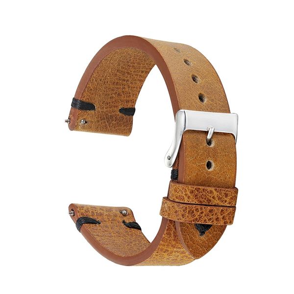 

vintage leather watchband strap brown watch strap men watch accessories stainless steel buckle band 18mm 20mm 22mm, Black;brown