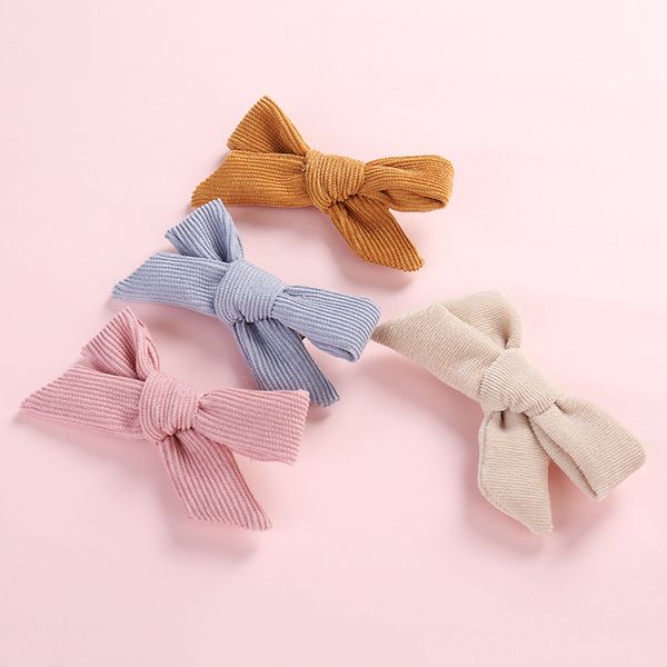 

15 pcs/lot, 3.5" corduroy bow hair clips, hand tied fabric bow nylon headbands, girls hair accessories, Slivery;white