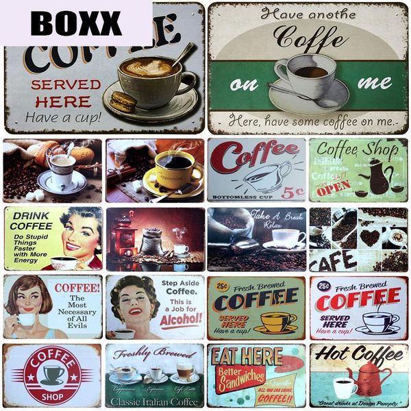 

coffee set metal sign store bar wall decoration tin sign vintage metal signs home decor painting plaques poster