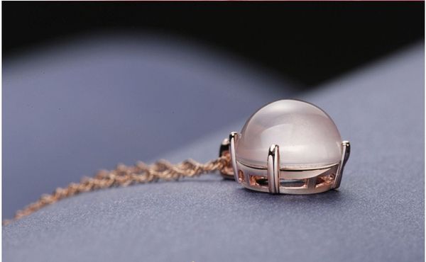 All'ingrosso-senza catena) Collana con pendente in quarzo rosa con zirconi intarsiati in pietra naturale Regalo di gioielli ipoallergenici per le donne all'ingrosso