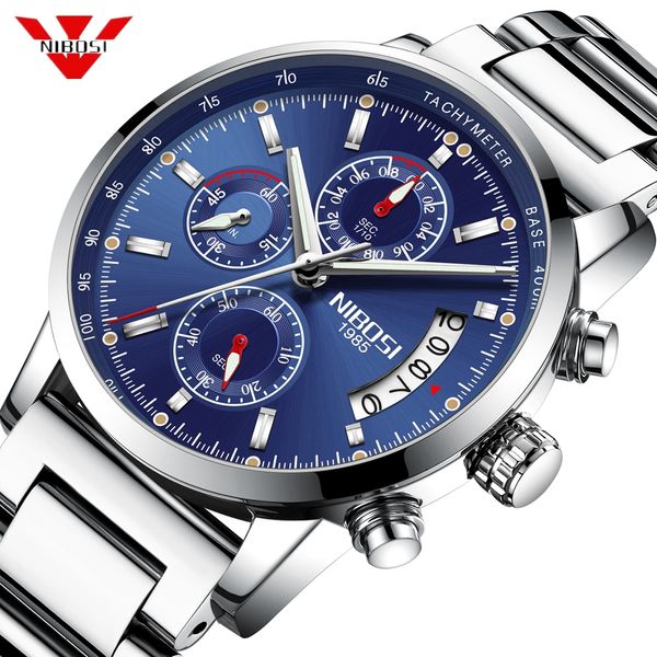 

cwp NIBOSI Male Watch Military Chronograph Clock Men Blue Waterproof Quartz Wrist Relogio Masculino, Green