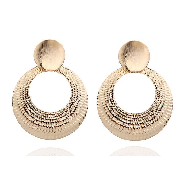 

simple retro ethnic style wild geometric round hollow metal personality pattern earrings fashion jewelry womens accessories, Silver