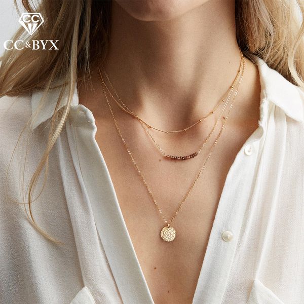 

cc stainless steel necklace for women simple design jewelry office long necklaces pendant party accessories wholesale cdnn030, Golden;silver