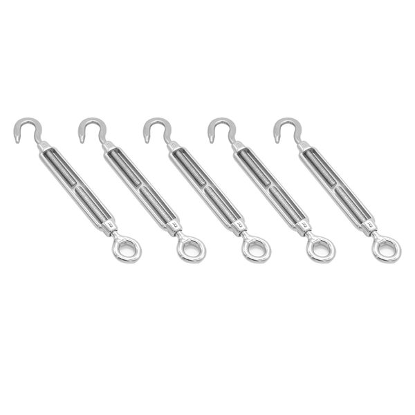 

5pcs m4 stainless steel 304 hook & eye turnbuckle wire rope tension