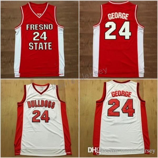 

2020 mens fresno state bulldogs paul george college basketball jerseys george red white stitched university basketball jersey s, Black