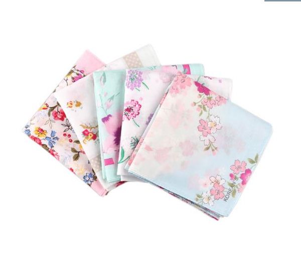 

super sale wonderful floral pure cotton women's hanky eco-friendly pattern hankerchief 41cm great gift for girls pocket square, Black;blue