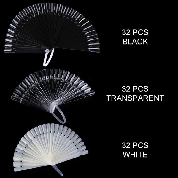 

12/24/32pcs/set clear false nail tips natural black tips fan finger full card nails art display practice acrylic manicure tools, Red;gold