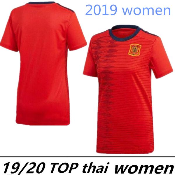 

women jerseys 2019 world cup spain home soccer jersey 19/20 lady's soccer shirt spain home red soccer shirt women football uniform, Black;yellow