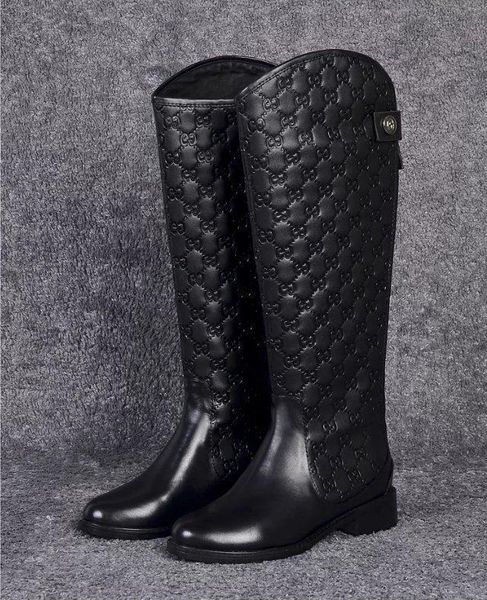 

Высочайшее Качество Роскошные Женщины Письмо Тиснение Длинные Сапоги Из Натурал