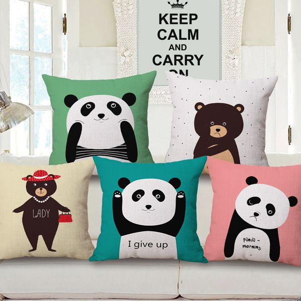 

lovely cartoon bear cotton and linen hug pillow case fashion sample between back cushion brown little bear cushion set