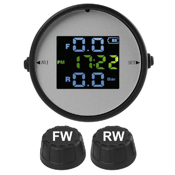 

wireless lcd motorcycle tire pressure monitoring system tpms external sensor realtime monitor time display tire pressure gauge