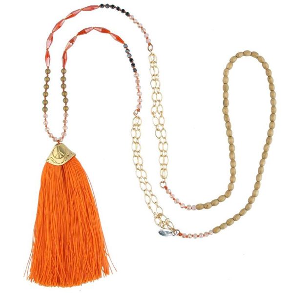 

kelitch hand braided crystal beads charm necklaces silky thread fringe tassel pendant necklace statement jewelry female, Silver