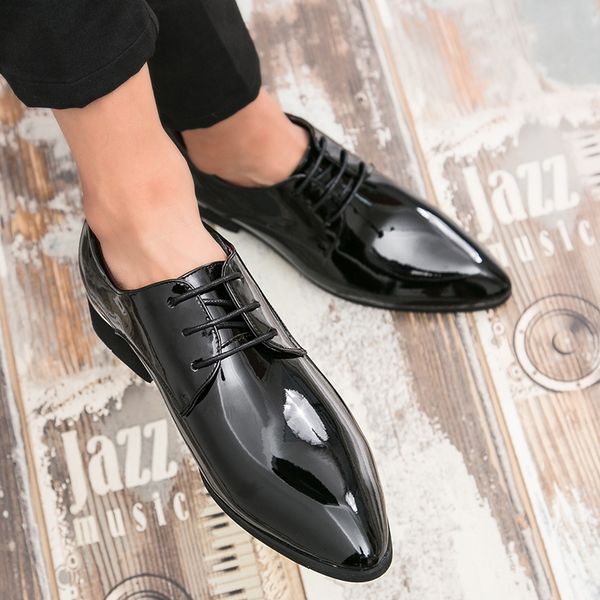 

2019 men shoes leather oxfords elegant men formal business dress shoes outdoor fahsion lace up party size 38-46 l5, Black