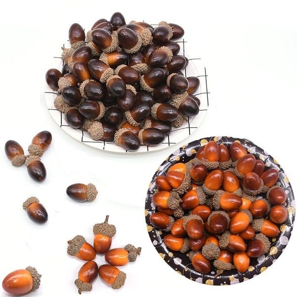 

20pcs/lot 3cm fake fruit ornaments simulation acorn oak nut artificial plant vivid realistic foam nuts home garden decoration